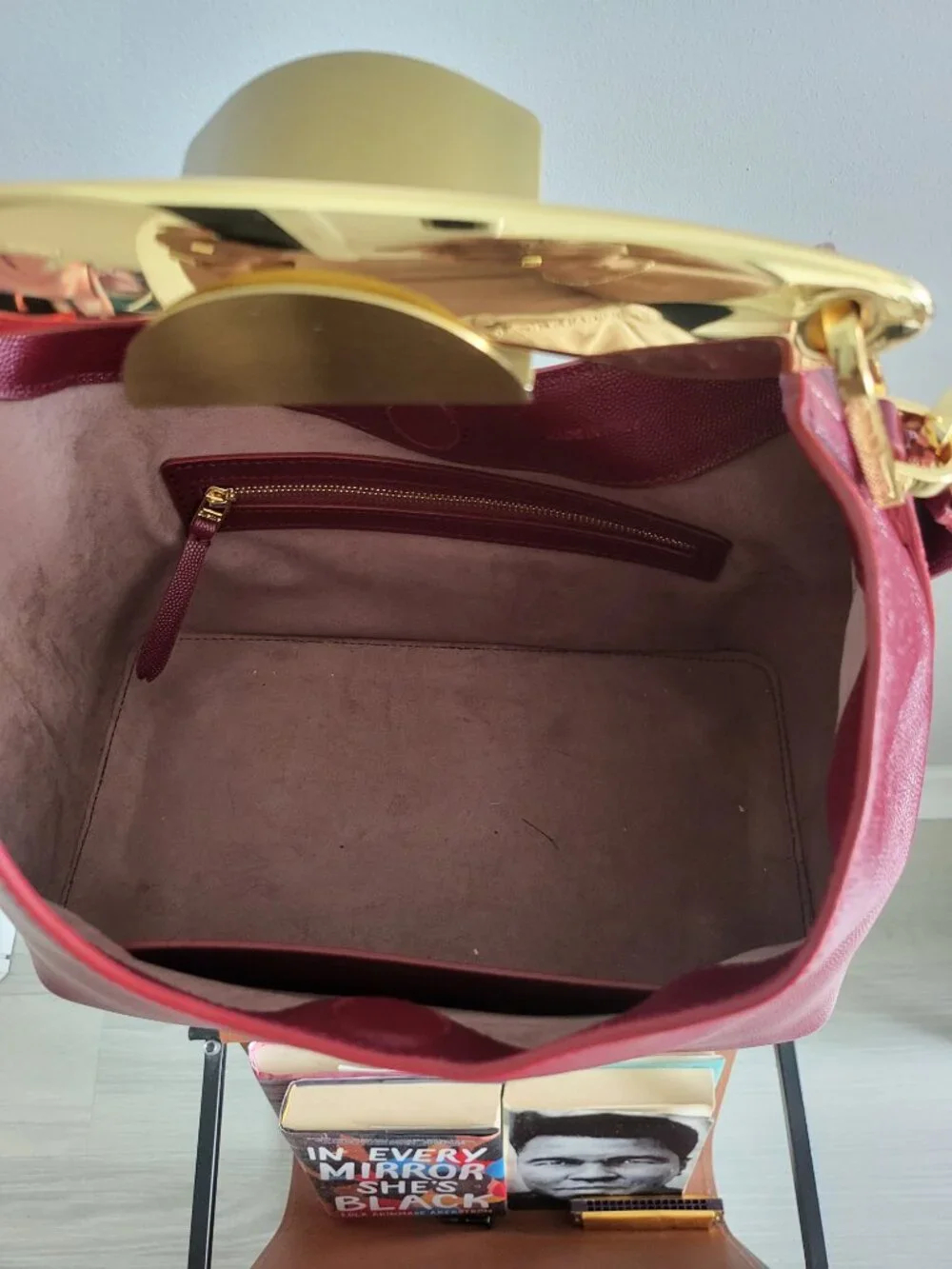 Elleme Burgundy Small Boomerang caviar leather bag